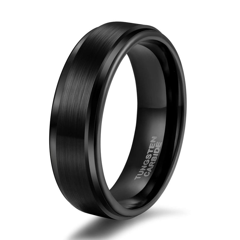 TRUMIUM 6mm Tungsten Rings for Men Women Basic Black Wedding Bands Matte Finished Engagement Promise Ring Comfort Fit Size 10.5 - Image 1